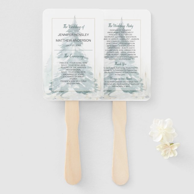 Winter Pine Romance Program Fans (Front and Back)