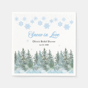 Winter Pine Snow in Love Snowflakes Bridal Shower Napkin