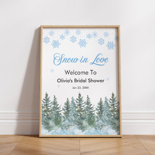 Winter Pine Snow in Love Snowflakes Bridal Shower Poster