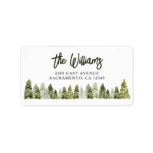 Winter Pine Tree Christmas Return Address Label