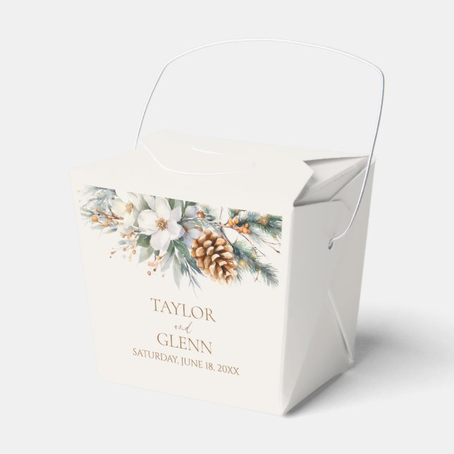 Winter Pine Tree Flower Floral Garden Wedding Favor Box (Front Side)