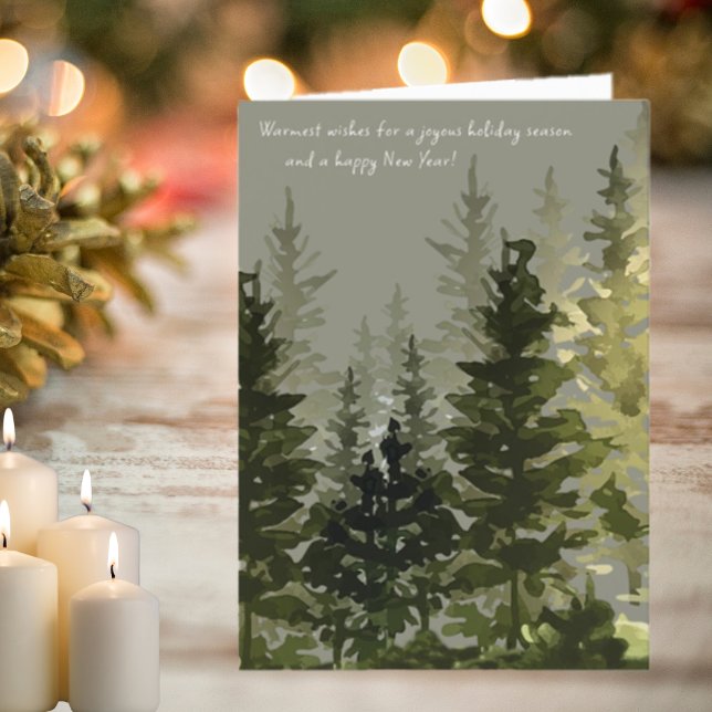 Winter Pine Tree Forest Christmas Holiday Card (Creator Uploaded)