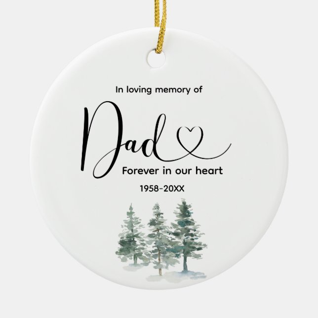 Winter Pine Tree In Loving Memory of Dad Ceramic Ornament (Front)