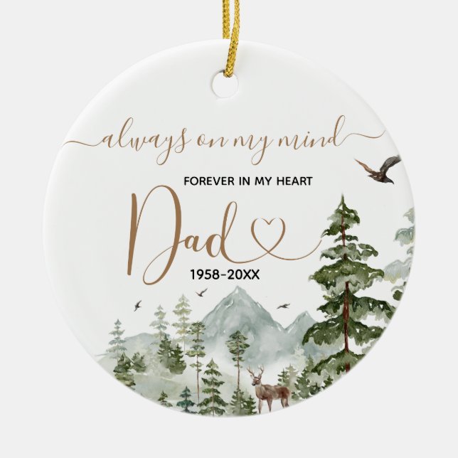 Winter Pine Tree In Loving Memory of Dad Ceramic Ornament (Front)