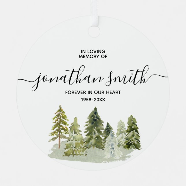 Winter Pine Tree Loving Memorial Christmas Metal Ornament (Front)