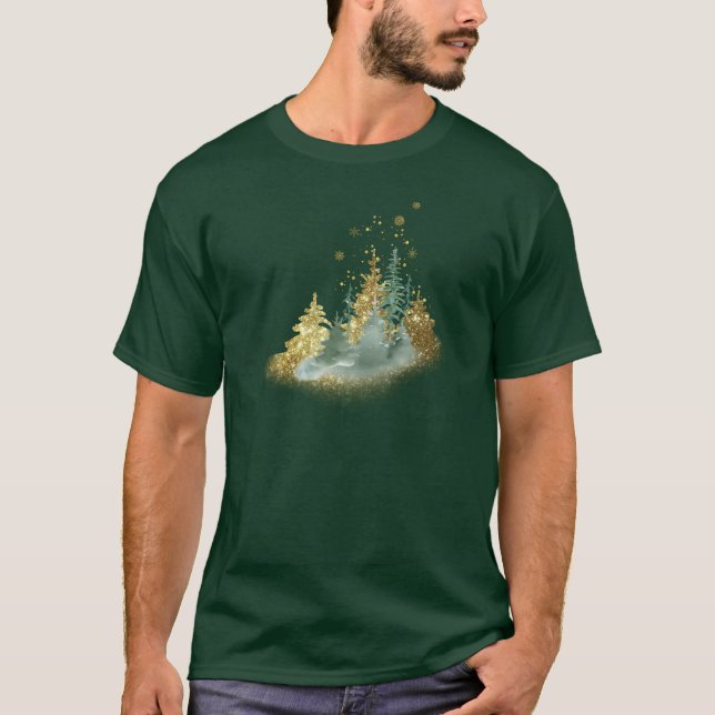 Winter Pine Tree Nature Style T-Shirt (Front)