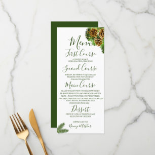 Winter Pine Tree & Pine Cones Wedding Menu