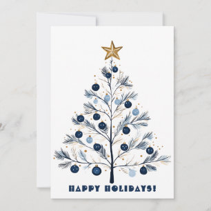 Winter Pine Tree Star Christmas Season Holiday Card