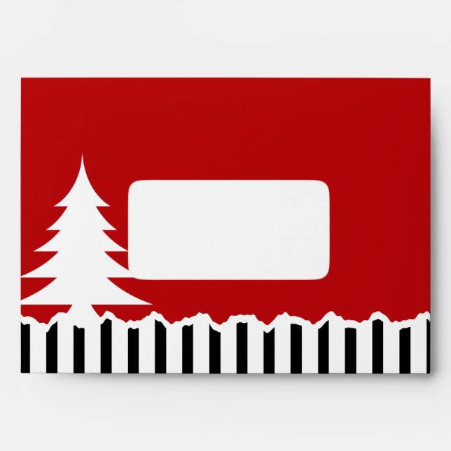 Winter Pine Trees and Stripes Red Envelope (Front)