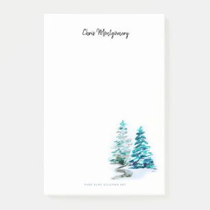 Winter Pine Trees Black White Elegant Hand-Drawn Post-it Notes