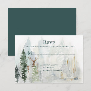 Winter Pine Trees Deer Antlers Snow RSVP