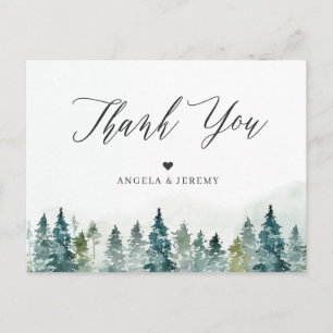 Winter Pine Trees Forest Thank You Postcard