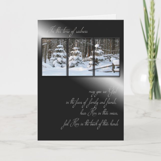 winter pine trees in forest for sympathy card (Front)
