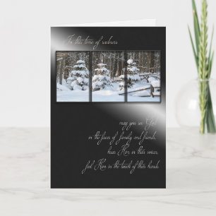 winter pine trees in forest for sympathy card