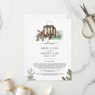 Winter Pine Trees Lantern Wedding  Itinerary Program