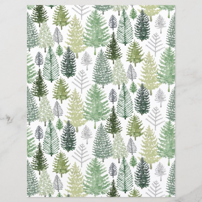 Winter Pine Trees Paper Sheet (Front)