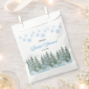 Winter Pine Trees Snowflakes Bridal Shower  Favour Bag