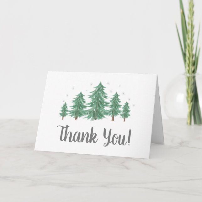 Winter  Pine Trees Thank you Note (Front)