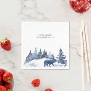 Winter Pine Trees Watercolor  Napkin