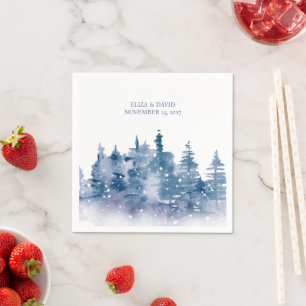 Winter Pine Trees Watercolor  Napkins
