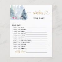 Winter pine trees Wishes for baby card