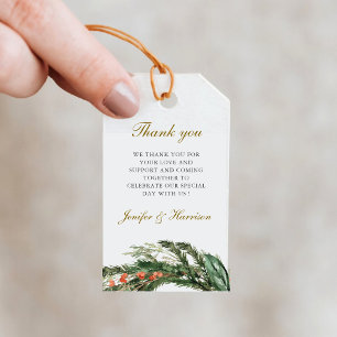 Winter Pine Wedding Thank You Gift Tags