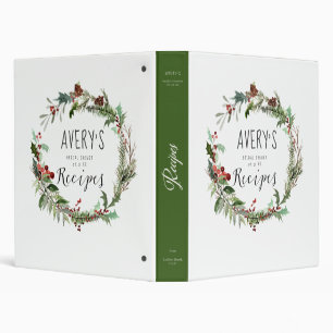 Winter Pine Wreath Bridal Recipe Binder
