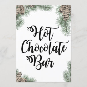 Winter Pinecone Hot Chocolate Bar Sign Size 5x7" Invitation