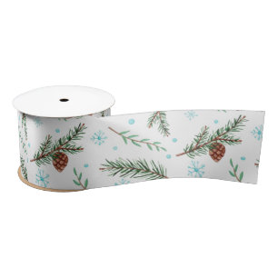 winter pinecone ribbon satin ribbon
