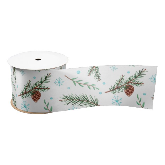 winter pinecone ribbon satin ribbon (Spool)