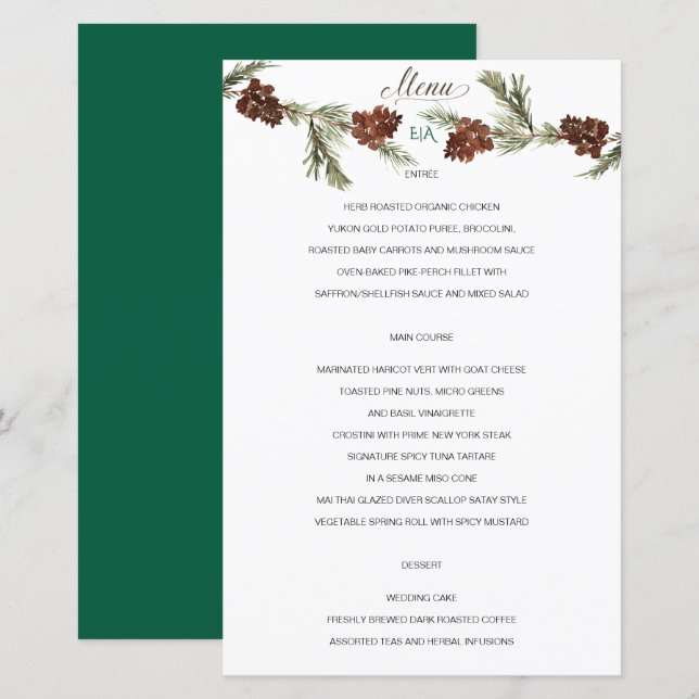 Winter Pinery Wedding Menu (Front/Back)
