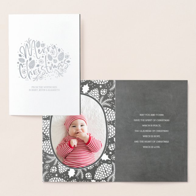 Winter Pines Christmas | Holiday Photo Foil Card (Display)
