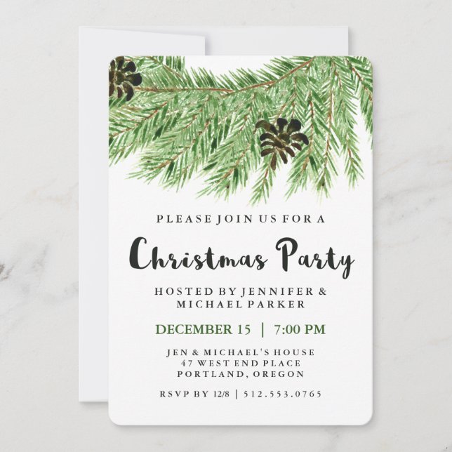 Winter Pines | Christmas Party Invitation (Front)