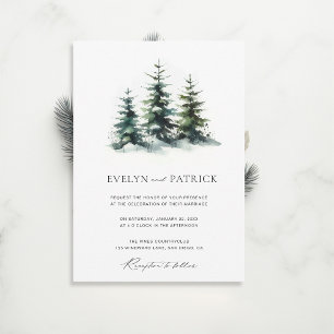 Winter Pines Elegant Modern Minimalist Wedding Invitation