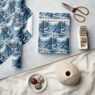 Winter Pines In Mountain Valley Wrapping Paper