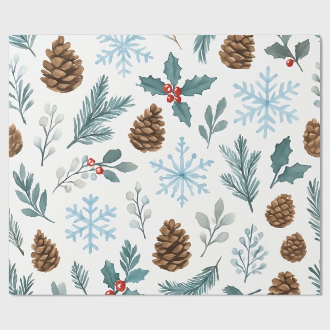 Winter Pines & Snowflakes Gift Wrap (Flat)