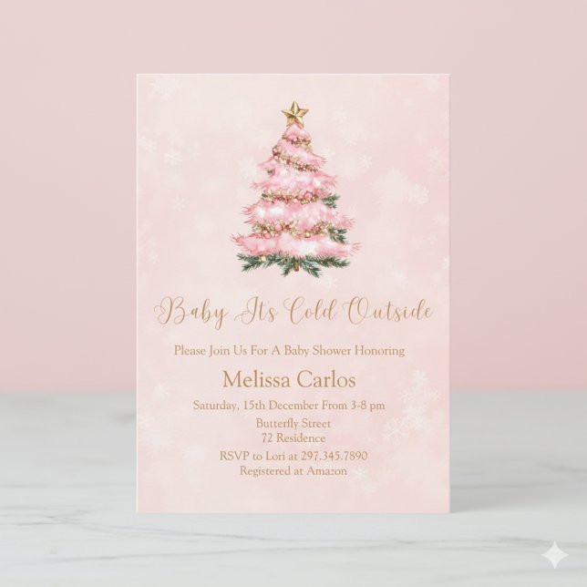 Winter Pink Baby It's Cold Outside Baby shower Invitation (Creator Uploaded)