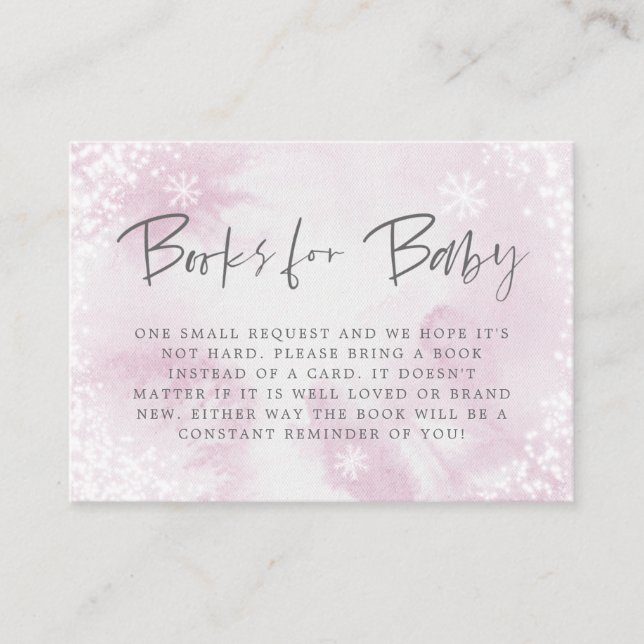 Winter Pink Baby Shower Book Request  Enclosure Card (Front)
