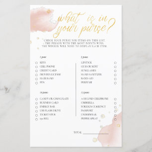 Winter Pink Baby Shower Game What Is In Your Purse