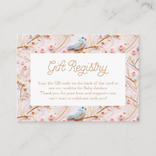 Winter Pink Girl Baby Shower Gift Registry QR code Enclosure Card