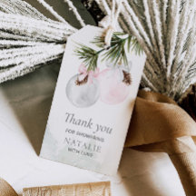 Winter Pink Girl Baby Shower Thank you