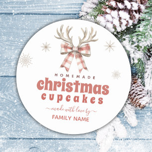 Winter Pink Plaid bow Holiday Baking Label