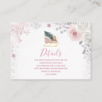 Winter Pink Snowflake Sleigh Baby Shower Details