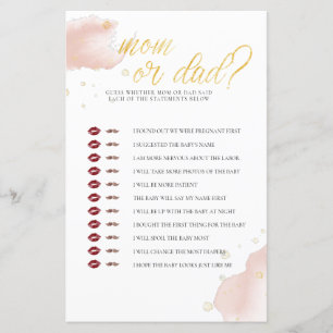 Winter Pink Watercolor Baby Shower Game Mom Or Dad