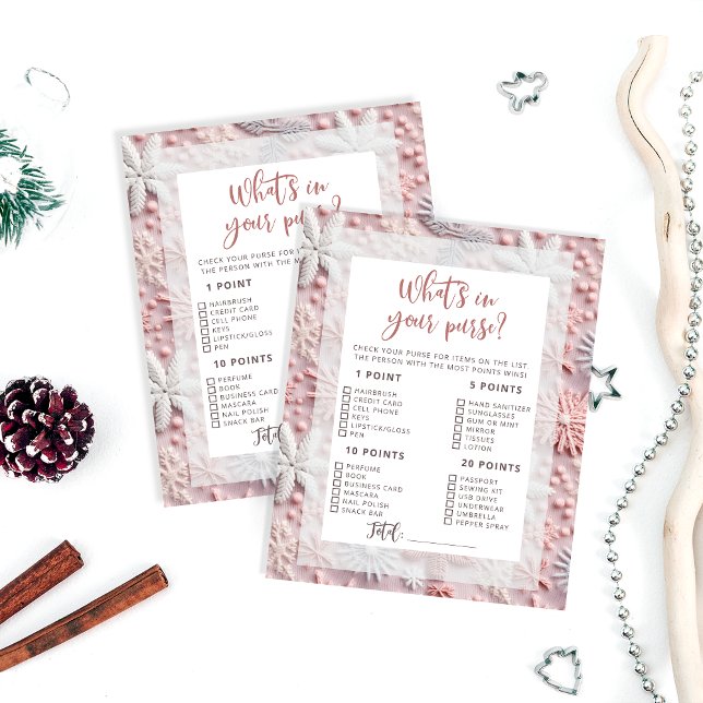 Winter Pink Whats in Your Purse Baby Shower Game (Creator Uploaded)