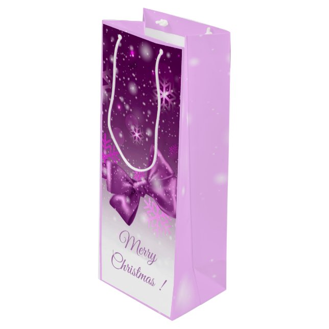 Winter Pink Wine Gift Bag (Front Angled)