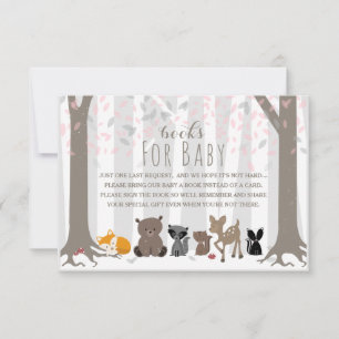 Winter Pink Woodland Animal Family Book Request Invitation