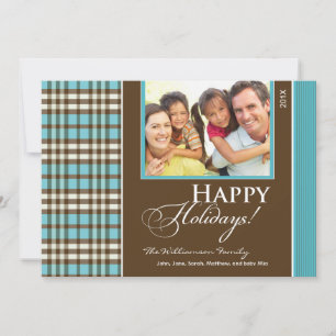 Winter Plaid Family Holiday Card (aqua)