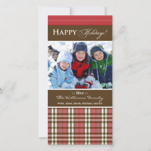 Winter Plaid Family Holiday Photocard_2 (red) Card
