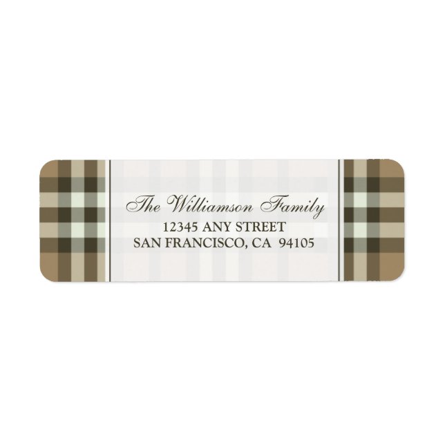 Winter Plaid Holiday Address Labels (taupe) (Front)